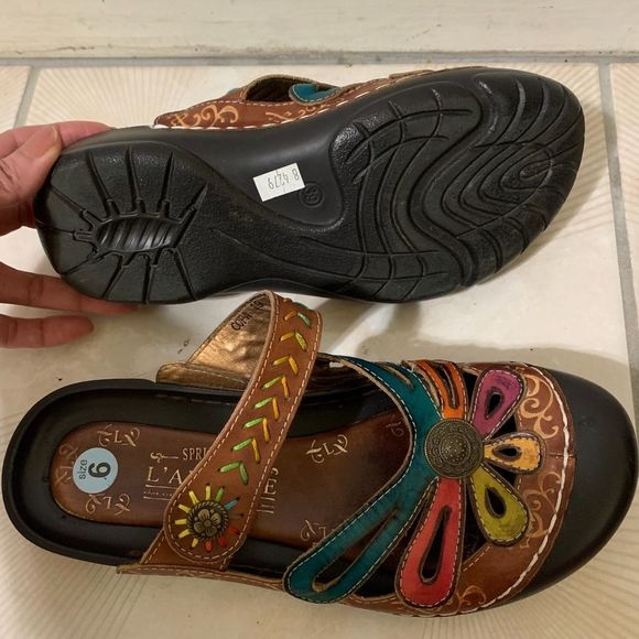 Spring Step L’Artiste Copa genuine leather hand painted clog mule Size 39. - Picture 4 of 4